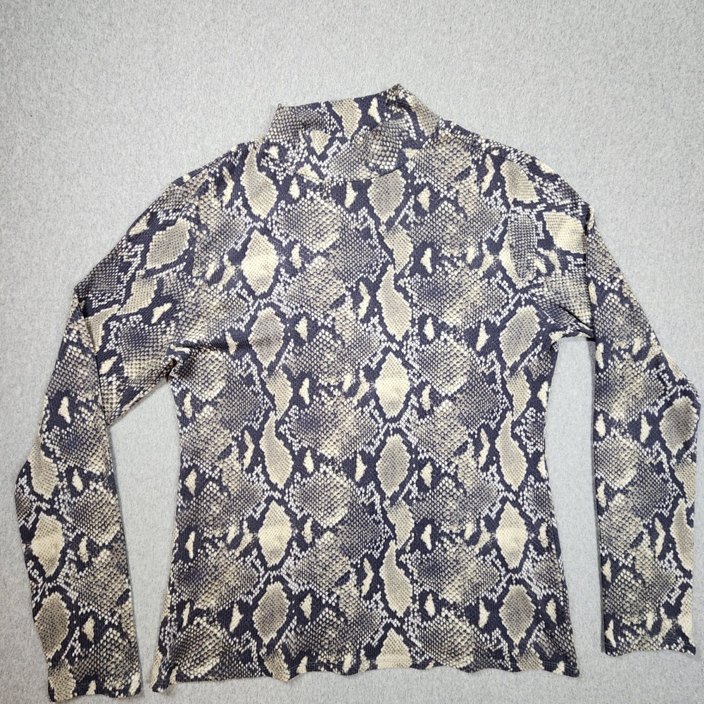 No Boundaries Mock Neck Top Juniors XL Grey Snakeskin Ribbed Knit Excellent